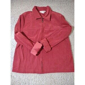 Dress Barn Sz 14 Zip Up Textured Thin Jacket Vtg Usa Long Sleeve Rolled Cuff